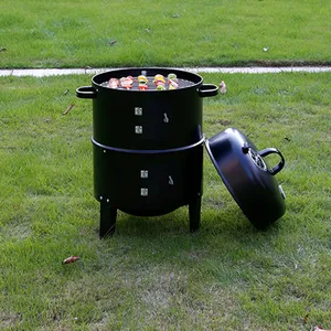 Barbacoa de carbón para exteriores 3 en 1 de alta resistencia sin humo para jardín, ahumador vertical tipo barril - Product Image 2