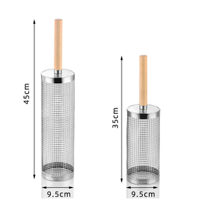 Panier <span class=keywords><strong>de</strong></span> cuisson cylindrique portable <span class=keywords><strong>en</strong></span> acier inoxydable avec poignée <span class=keywords><strong>en</strong></span> <span class=keywords><strong>bois</strong></span> pour barbecue extérieur – Vente chaude - Product Image 5