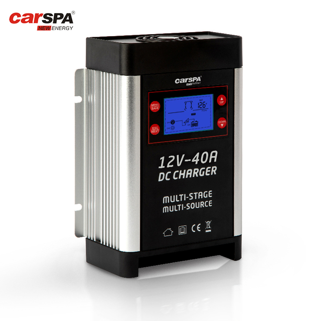 Professional 12V Lithium DC to DC Battery Charger 5A-40A Smart Car Charger with OTP Protection for Electric Vehicles