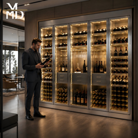 Armoire à vin encastrée de luxe sur mesure en acier inoxydable pour hôtel, villa, restaurant