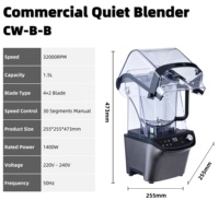 Pembuat Smoothie Elektrik Profesional 1.5L 1400W, Juicer Komersial Kedap Suara, Blender Multifungsi Senyap
