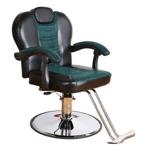 Sillón de Barbería Moderno, Cuero Sintético Rojo y Negro, Altura Ajustable Hidráulica, Base Redonda, Muebles de Salón - Product Image 1