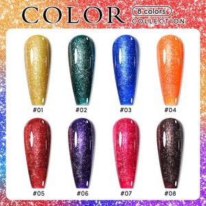 JTING – Lot de 8 vernis à ongles gel pailletés haute pigmentation, style Noël, couleurs scintillantes, étiquette privée OEM - Product Image 4