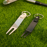 Accessoires de golf Outils de motte de terre de golf en métal Porte-clés portable détachable en cuir noir Club de golf durable