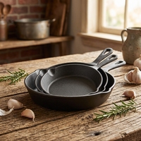 Meilleures ventes : 3 ensembles de poêles en fonte noire pour grillades et fritures