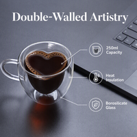 Tasse en verre à double paroi transparente en borosilicate haute résistance, design simple fait main, avec poignée, pour boire du café ou du thé