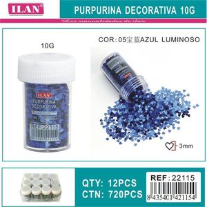 Glitter decorativo Iln 10G blu luminoso a forma di cuore per lavori artigianali - Product Image 1