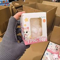 Mainan Kucing Putih Lembut, Mainan Pijat Anak Kucing TPR, Mainan Hewan Lucu Pereda Stres Grosir