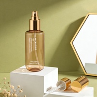 Flacon pulvérisateur PET transparent doré personnalisé de 150 ml avec pompe pour sérum, lotion, cosmétiques de luxe et parfums d'intérieur – Vente en gros