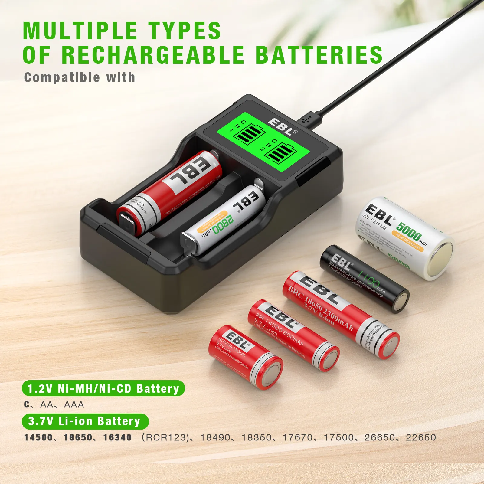 Universal-Lithiumbatterielader 18650 für 3,7 V Li-Ionen 18650 26650 18490 17670 17500 22650 21700 20700 18350 16340