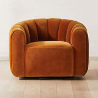 Fauteuil pivotant moderne en velours avec base en métal pour salon, salle d'accueil, mobilier de maison