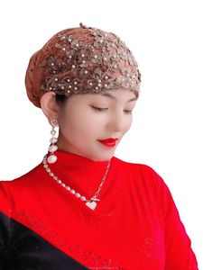Luxurious hand-woven lace Muslim headscarf <b>hat</b> women, with sequin bow decorations, breathable and eco-friendly, suitable <b>for</b> all - Product Image 5