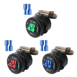 Truck Auto Led Indicator Motorfiets Digitale Ampèremeter En Voltmeter Enkele Poort Qc 3.0 Usb Car Charger