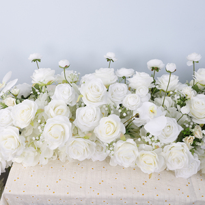 Guirnalda Personalizada de Rosas Blancas de Seda para Decoración de Bodas y Hogar, Camino de Mesa Floral para Boda - Product Image 4