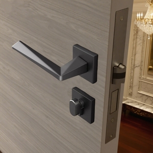 Moderna <span class=keywords><strong>serratura</strong></span> nera in legno massello <span class=keywords><strong>con</strong></span> <span class=keywords><strong>maniglia</strong></span> in alluminio silenzioso materiale in lega resistente <span class=keywords><strong>per</strong></span> camere da letto interni appartamenti - Product Image 3