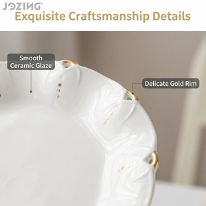 <span class=keywords><strong>Assiettes</strong></span> <span class=keywords><strong>en</strong></span> <span class=keywords><strong>porcelaine</strong></span> de luxe écologiques avec bordure dorée, motif festonné ajouré, service de vaisselle raffiné pour mariages et hôtels (vente <span class=keywords><strong>en</strong></span> gros) - Product Image 3