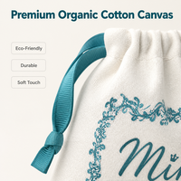 Sac à cordon en coton et lin biodégradable personnalisé avec logo, ruban satiné marron, personnalisable pour bijoux et cadeaux
