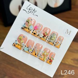 Uñas otoño armario nueva llegada Y2K pato cuadrado 3D flor 10 Uds Faux Ongles reutilizable acrílico personalizado hecho a mano prensa en las uñas - Product Image 3