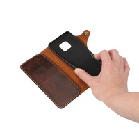 Étui portefeuille à rabat en cuir véritable Denior avec protection d'appareil photo et de l'écran pour la série Note 20/10 (4 emplacements pour cartes)