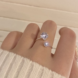 Korean and Japanese style gentle luxury sparkling rhinestone <b>adjustable</b> <b>ring</b>, ins minimalist design, index finger <b>ring</b> band. - Product Image 4