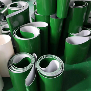 Cinta transportadora de PVC industrial verde con polipasto trepador plano y antideslizante de superficie lisa para almacenamiento en stock - Product Image 3