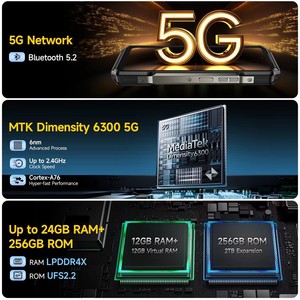 Téléphone robuste Ulefone Armor 27T Pro Plus 5G, 10600 mAh, Android 15, smartphone, caméra de nuit 50MP+64MP, 6,78 pouces, 24 Go + 256 Go, NFC mobile - Product Image 3