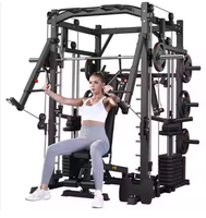Station de musculation multifonction unisexe Smith Machine Cable Crossover pour haltérophilie musculation entraînement sportif