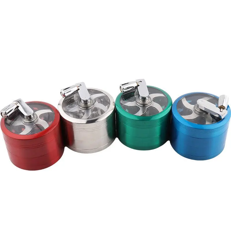 40MM Metal Manual Cigarette Grinder with Four Layers Lighters & Smoking Accessory for Tobacco Spice and Pepper Grinding