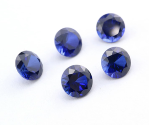 Zafiro azul cultivado en laboratorio, piedras preciosas sueltas facetadas redondas, zafiro azul facetado para la fabricación de joyas, tamaño de 3 MM a 20 MM - Product Image 4