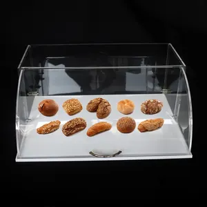 Custom Large Capacity Acrylic Cake Box with lid Cake Pop Display Stand Transparent Acrylic Bread Box with Metal Handle