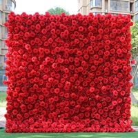 Dinding Bunga Simulasi Mawar Buatan Tangan dari Sutra Seri Merah Huatai untuk Latar Belakang Pernikahan, Lamaran, Hari Valentine, Hari Ibu