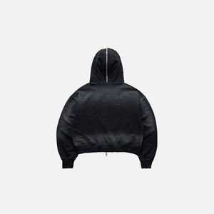 Sudadera con capucha BLINDSIDE negra lavada, estilo boxy, con cremallera completa, de algodón premium, oversize, estilo streetwear, informal. - Product Image 2