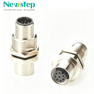Connecteur traversant industriel Newstep M12 à 8 broches mâle-femelle, IP67, pour montage sur panneau, adaptateur de capteur, en cuivre plaqué or - Product Image 5