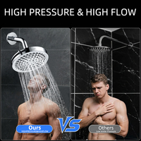 Système de douche à effet pluie en plastique LEELONGS, 6 pouces, 5 modes, luxe pour salle de bain, haute pression, chromé, pomme de douche cascade réglable