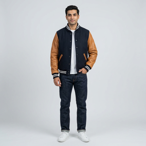 Custom Designed Vintage Baseball Jacket for College Wear Winter Leather Sleeves Chenille Patch Embroidery Men's Casual Jacket - Product Image 1