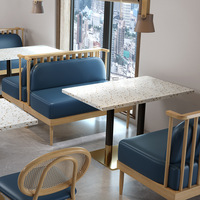 Ensemble table et canapé en fer et bois massif, style nordique moderne de luxe léger, pour restaurant commercial, 2-4 personnes, pour zone de négociation, avec porte-cartes