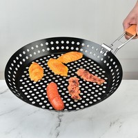 Panier de cuisson pour barbecue extérieur, type turc, en acier au carbone noir antiadhésif, pour légumes, avec poignée pliable