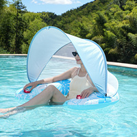 Chaise longue gonflable en PVC en forme de U et parasol flottant pour adultes