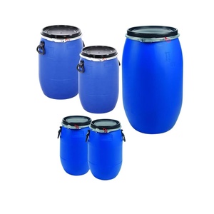 Fûts en <span class=keywords><strong>plastique</strong></span> de 200 L en HDPE bleu à ouverture supérieure, de qualité <span class=keywords><strong>alimentaire</strong></span>, recyclables, pour le lait, avec anneaux en fer - Product Image 5