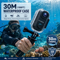 Kamera Civiero Thumb POV 4K Tahan Air Mini Olahraga WiFi Live Streaming Perjalanan Dapat Dipakai Kamera Tubuh Baterai Hitam Putih