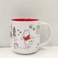 Ensemble de tasses à café en céramique personnage de dessin animé grès Jumbo Latte Cup pour bureau et maison lave-vaisselle et micro-ondes brun gris