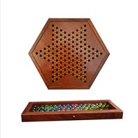 Jeu de dames chinoises en bois avec 60 billes et 12 billes de rechange avec un design de tiroir pour le rangement des jeux de société en famille