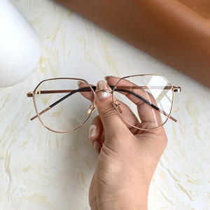 Montures de lunettes géométriques en métal Me9-2512 unisexes, monture complète, verres anti-UV et anti-lumière bleue, tendance mode - Product Image 1