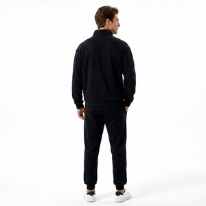 Half Zip Men's Jogger <b>Tracksuit</b> Set Custom Streetwear Quarter zip up Sweat Suit Wholesale USA Supplier Relaxed Fit 100% Cotton - Product Image 4