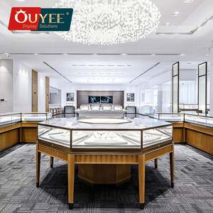 Joyería Tiendas Accesorios Proveedor Joyería Vitrina Exhibición de joyería de vidrio de lujo Escaparate de joyería redonda de acero inoxidable - Product Image 4