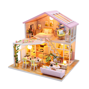 Modèle <span class=keywords><strong>de</strong></span> maison <span class=keywords><strong>de</strong></span> poupée en bois 3D lumineux <span class=keywords><strong>à</strong></span> LED, jouet <span class=keywords><strong>de</strong></span> construction DIY pour enfants et adultes, décoration intérieure et cadeau <span class=keywords><strong>de</strong></span> fête - Product Image 1