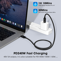Câble d'extension USB-C 3.1 Gen2 2 mâles-2 femelles, transfert de données 40 Gbit/s et vidéo 240 W PD240W, en alliage d'aluminium pour ordinateur