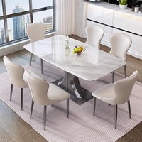 Ensemble de table à manger en pierre moderne, design rectangulaire pliable, pour hôtels et petits appartements, meubles de salle à manger