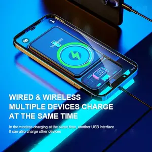 빠른 충전 PD22.5w 휴대 전화 전원 은행 투명 마그네틱 15W 무선 충전기 10000mAh 전원 은행