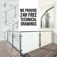 Système de balustrade en verre sans cadre SS304/316 avec éclairage LED pour projets de balcon, terrasse et décks d'hôtels, livraison gratuite en 24h, DIY